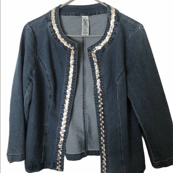 Womens Blue Long Sleeve Open Front Summer Light Denim Jean Jacket Size Medium - Picture 1 of 3